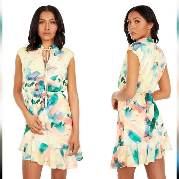 LAUNDRY BY SHELLI SEGAL Tie-Dye Knit Dress asymmetrical sz 4 - Picture 1 of 10